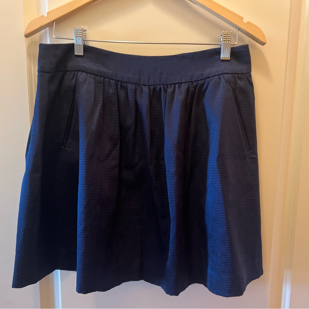 Crown and Ivy Skirt Navy Blue Ribbed Texture Lined Size 10